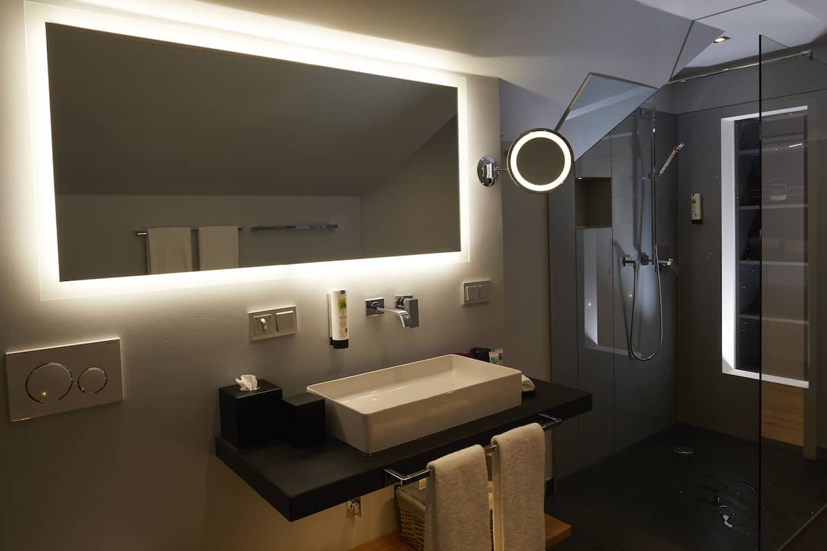 Duş, ücretsiz banyo/kozmetik ürünleri, saç kurutma makinesi, terlik