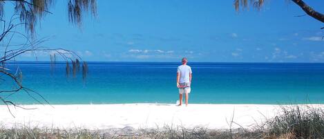 On the beach, beach towels