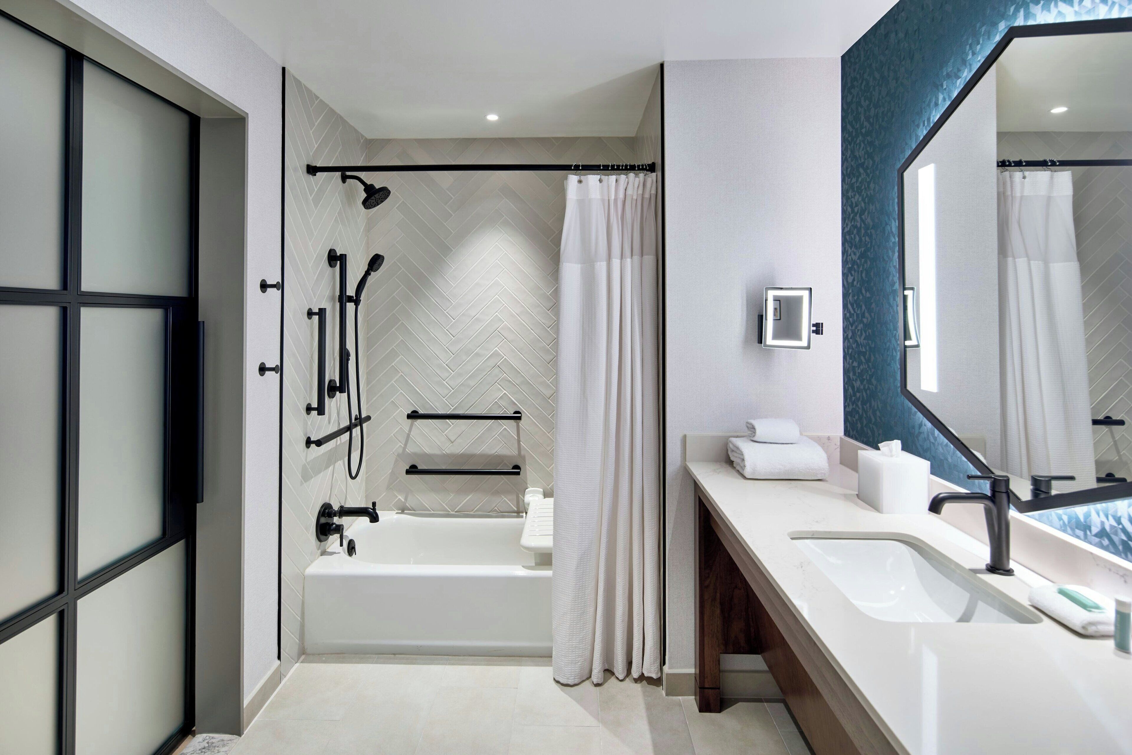 free toiletries, hair dryer, towels