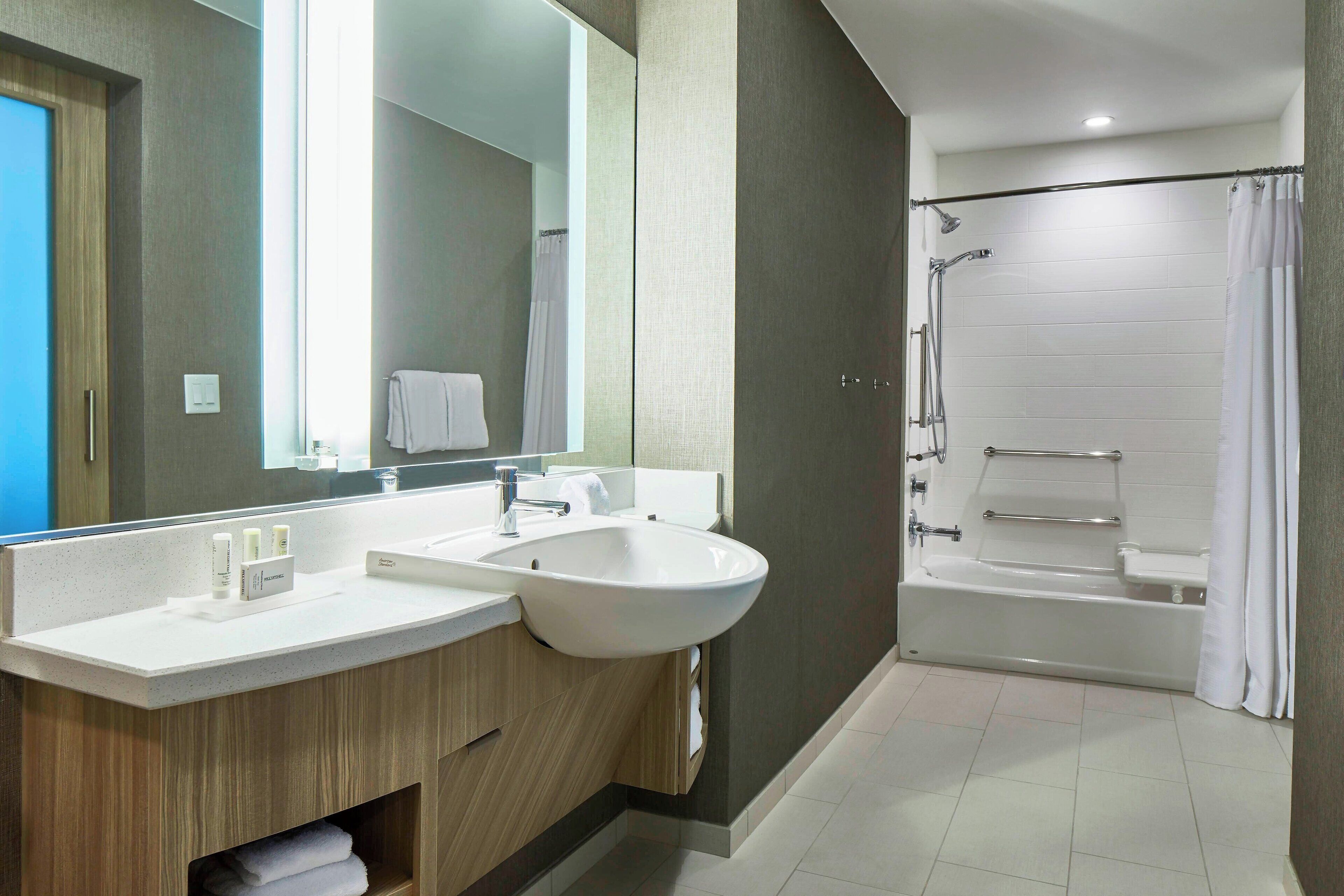 free toiletries, hair dryer, towels