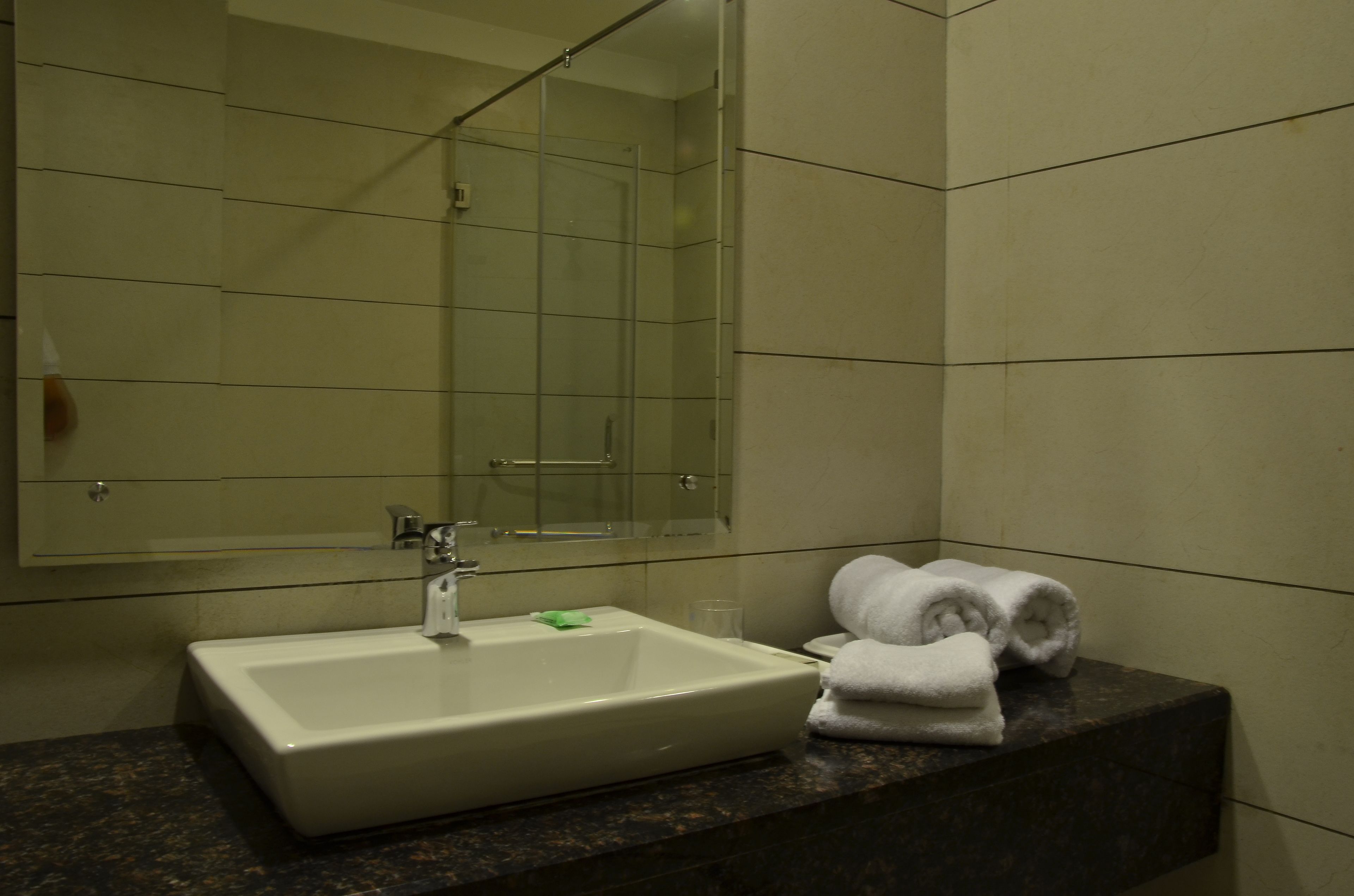 shower, rainfall showerhead, designer toiletries, hair dryer