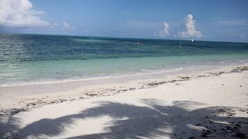On the beach, white sand