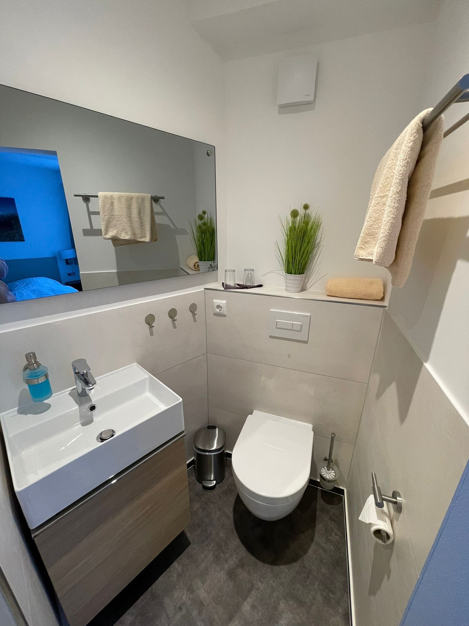 business quadruple room, 1 king bed with sofa bed, non smoking | bathroom | shower, hair dryer, towels, soap