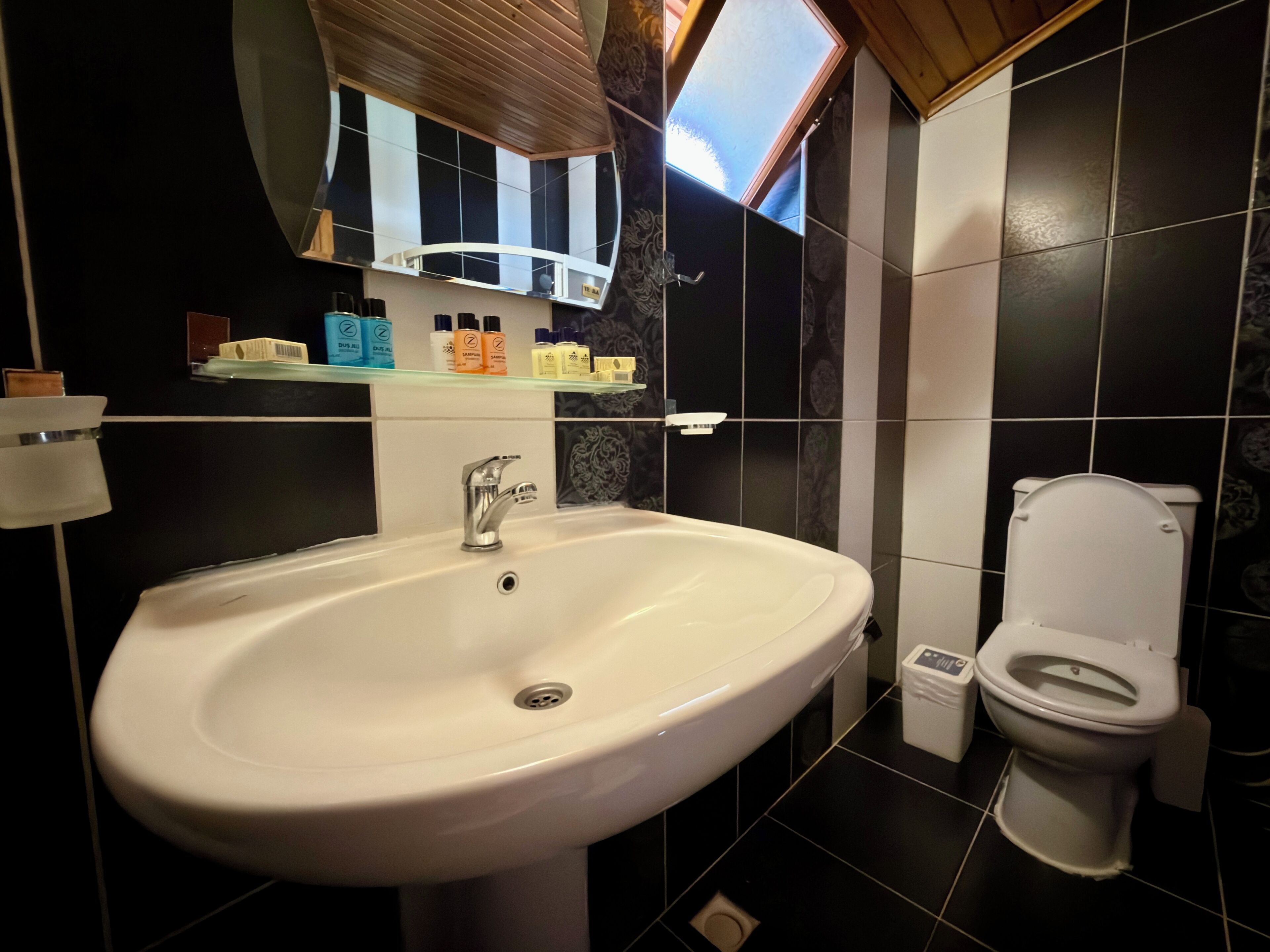 Standaard driepersoonskamer | Badkamer | Een douche, een haardroger, pantoffels, handdoeken