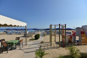 Private beach, sun-loungers, beach umbrellas