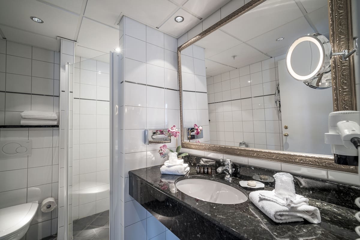 free toiletries, hair dryer, bathrobes, slippers