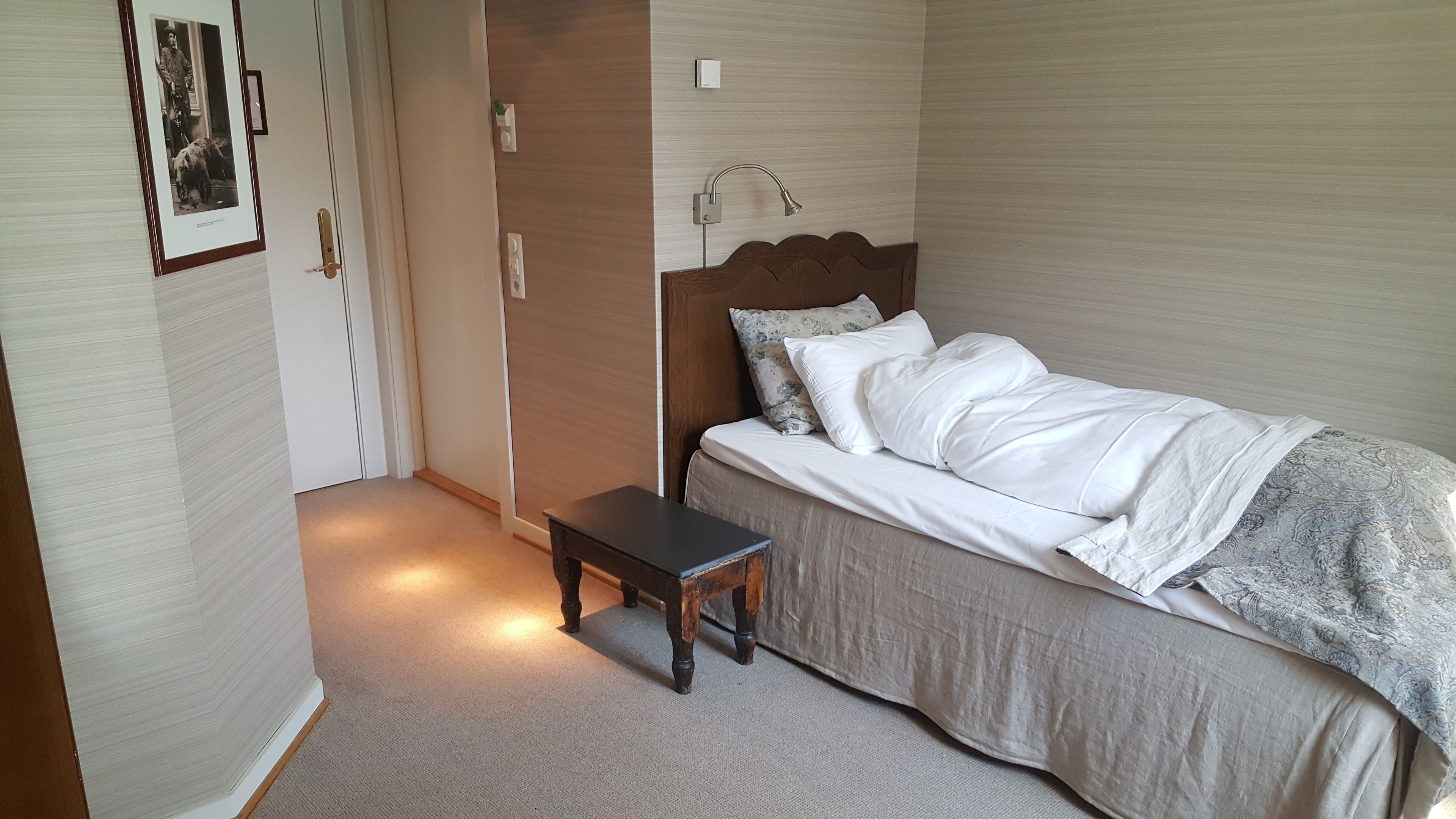 Down comforters, pillowtop beds, desk, blackout drapes