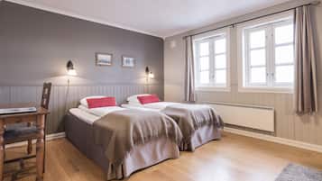 Down duvets, desk, blackout curtains, iron/ironing board