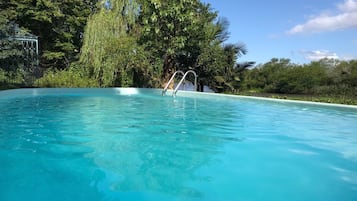 Outdoor pool, pool loungers