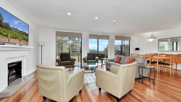 Tv, eldstad och dvd-spelare