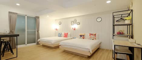 1 bedroom, desk, blackout drapes, iron/ironing board