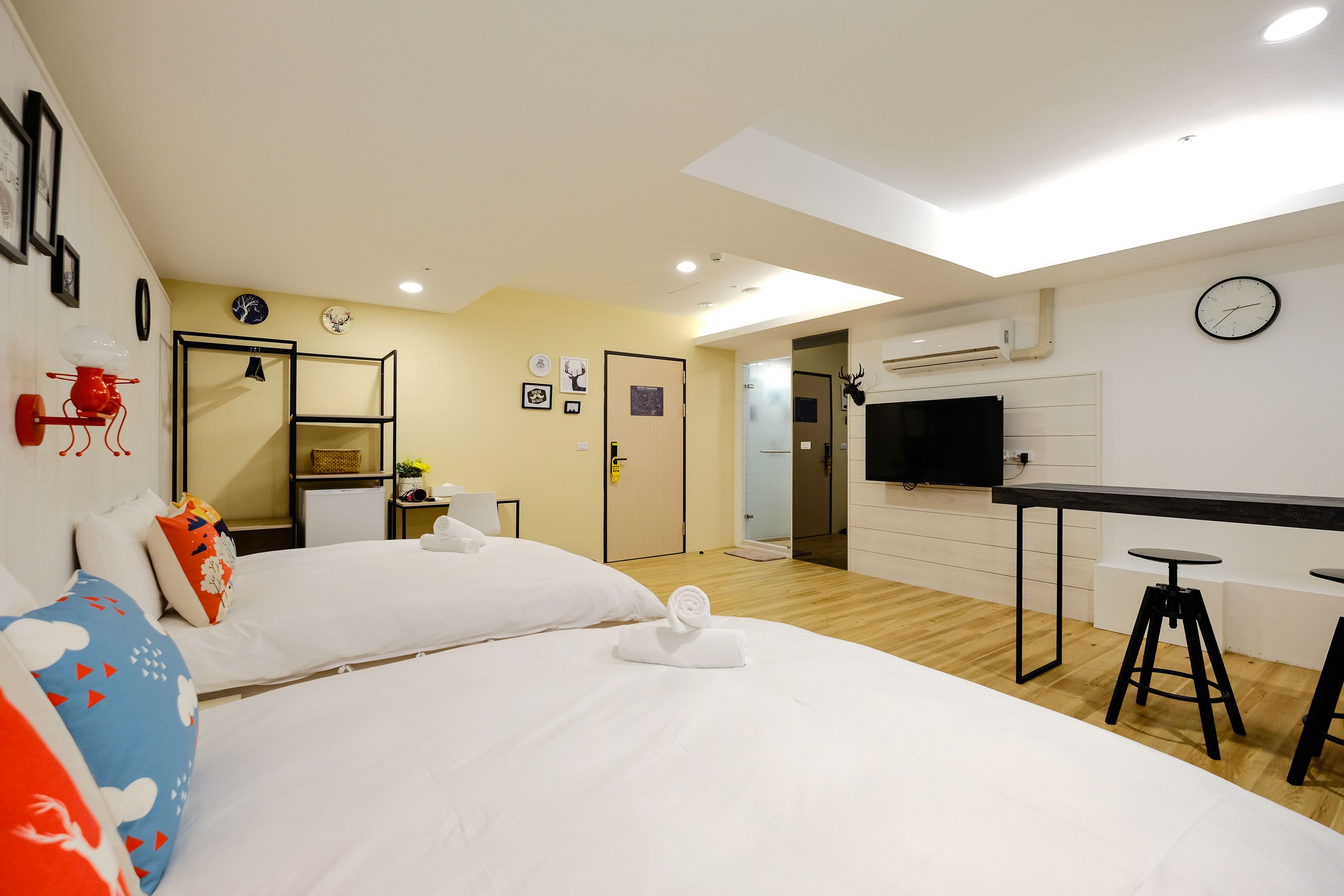 comfort quadruple room, 2 double beds | desk, blackout curtains, iron/ironing board, free wifi