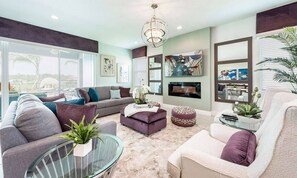 Télévision, cheminée, jeux vidéo