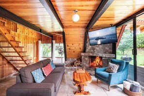 Télévision, cheminée, Netflix, services de streaming