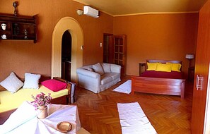 Comfort Apartment, Patio, Sea View | Living area | Flat-screen TV