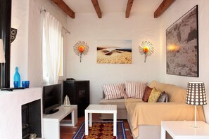 TV, lareira, DVD player