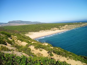 Plage, chaises longues, serviettes de plage