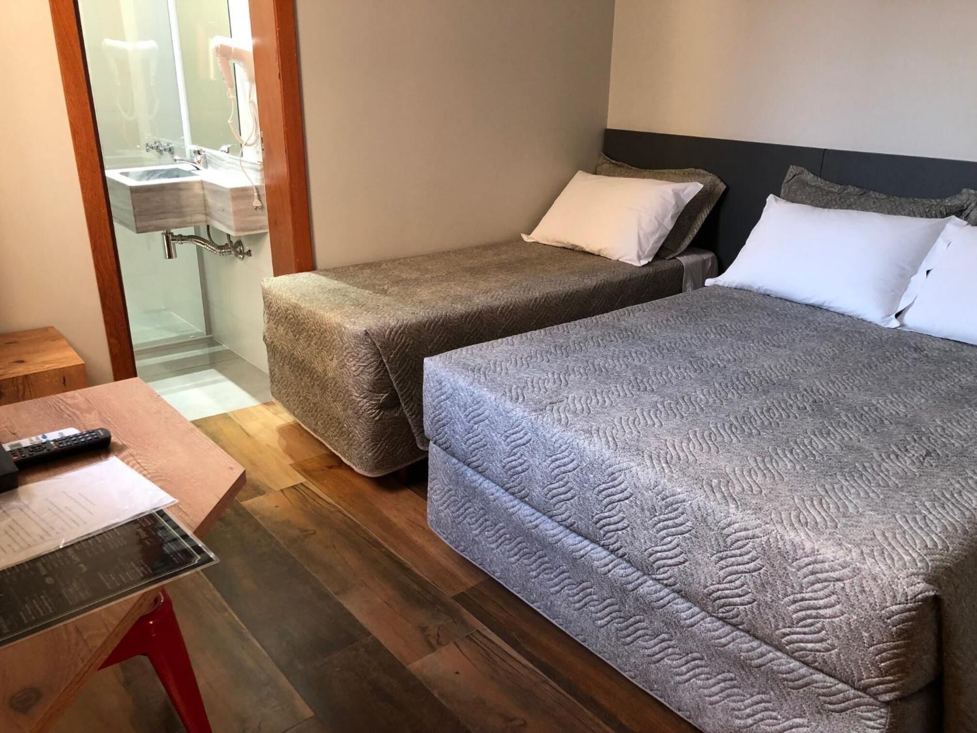 desk, blackout curtains, free wifi