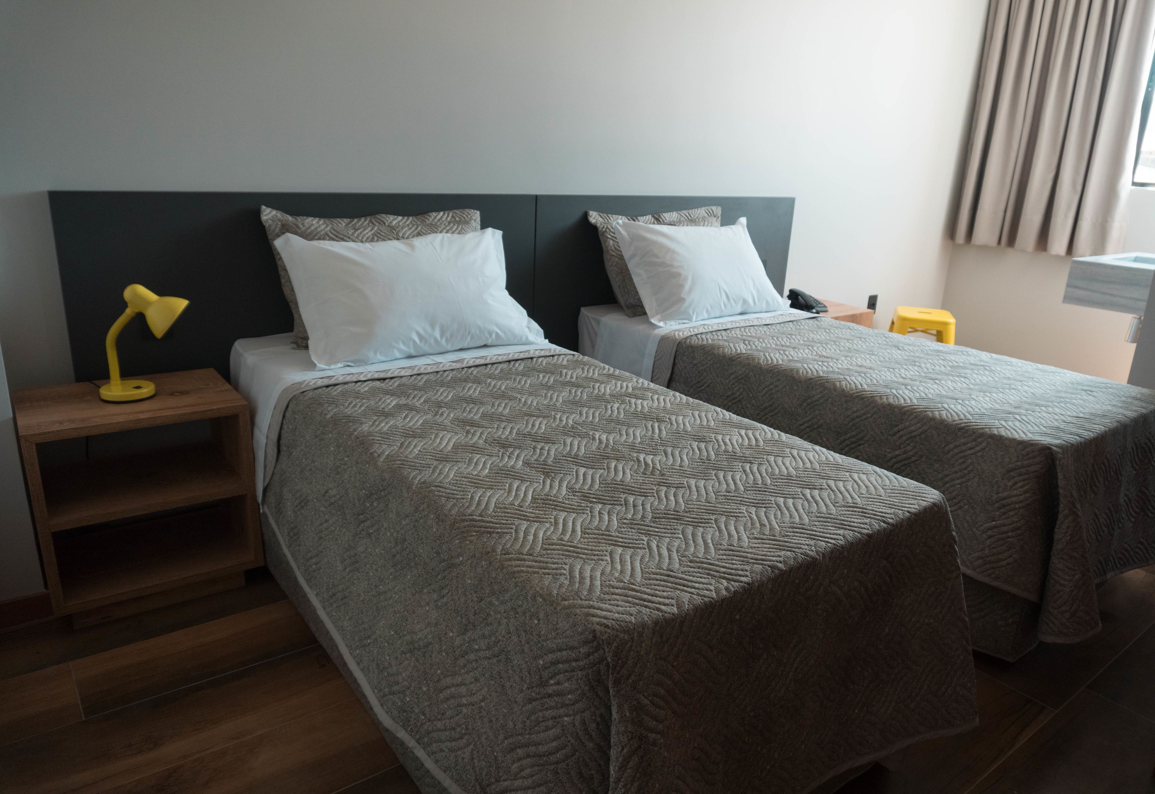 desk, blackout curtains, free wifi