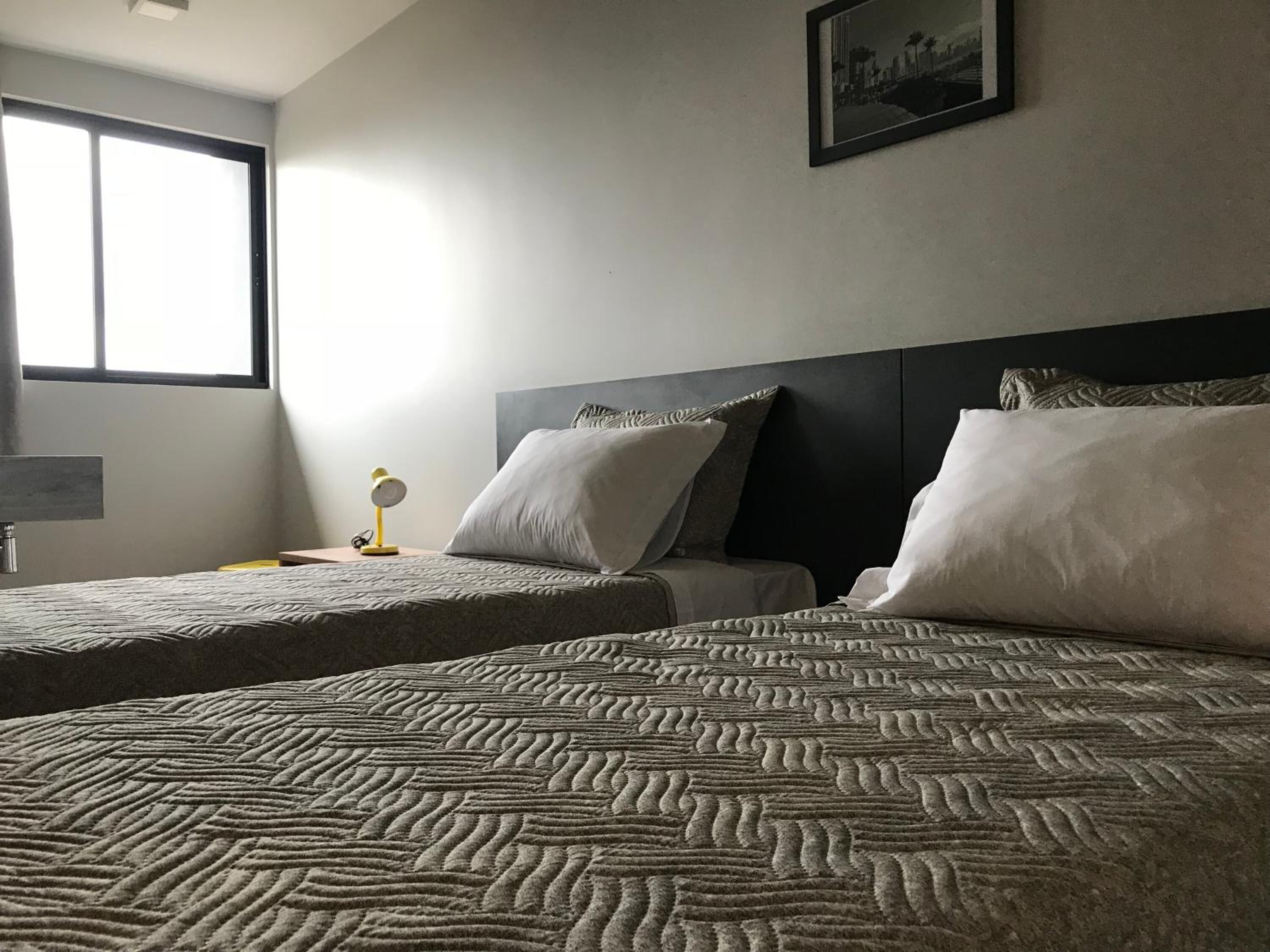 desk, blackout curtains, free wifi