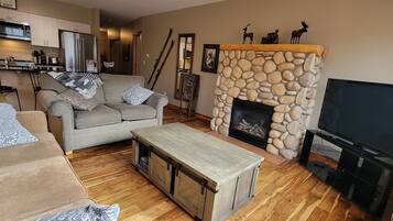 Televisión y chimenea