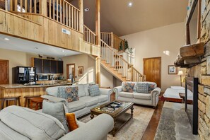 TV, fireplace, DVD player, table football