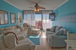 TV, DVD player, offices - 🏖️Pelican Watch 201: Sundeck | Community Indoor and Outdoor Pools | Hot Tub🏖️ (Carolina Beach)