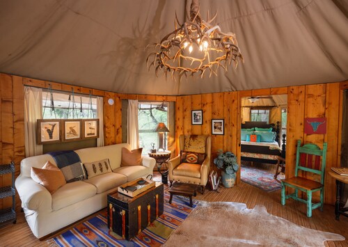 Luxury African Tent W/ A/C, Waterfall, 300 acre ranch on the Brazos River! "Amazing"- FW Mag Tubing!