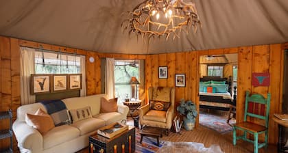 Luxury African Tent W/ A/C, Waterfall, 300 acre ranch on the Brazos River! "Amazing"- FW Mag Tubing!