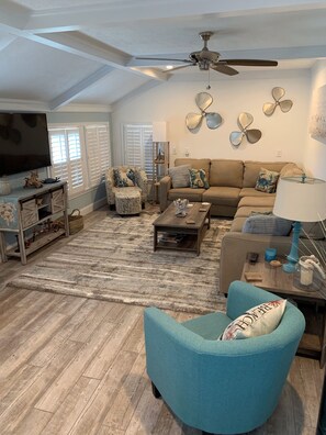 Smart TV, libri, biblioteca musicale, impianto stereo