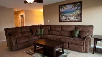 Smart TV, fireplace, music library, stereo