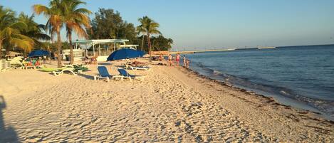 Chaises longues, serviettes de plage