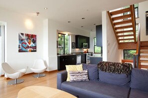 Flat-screen TV, DVD player