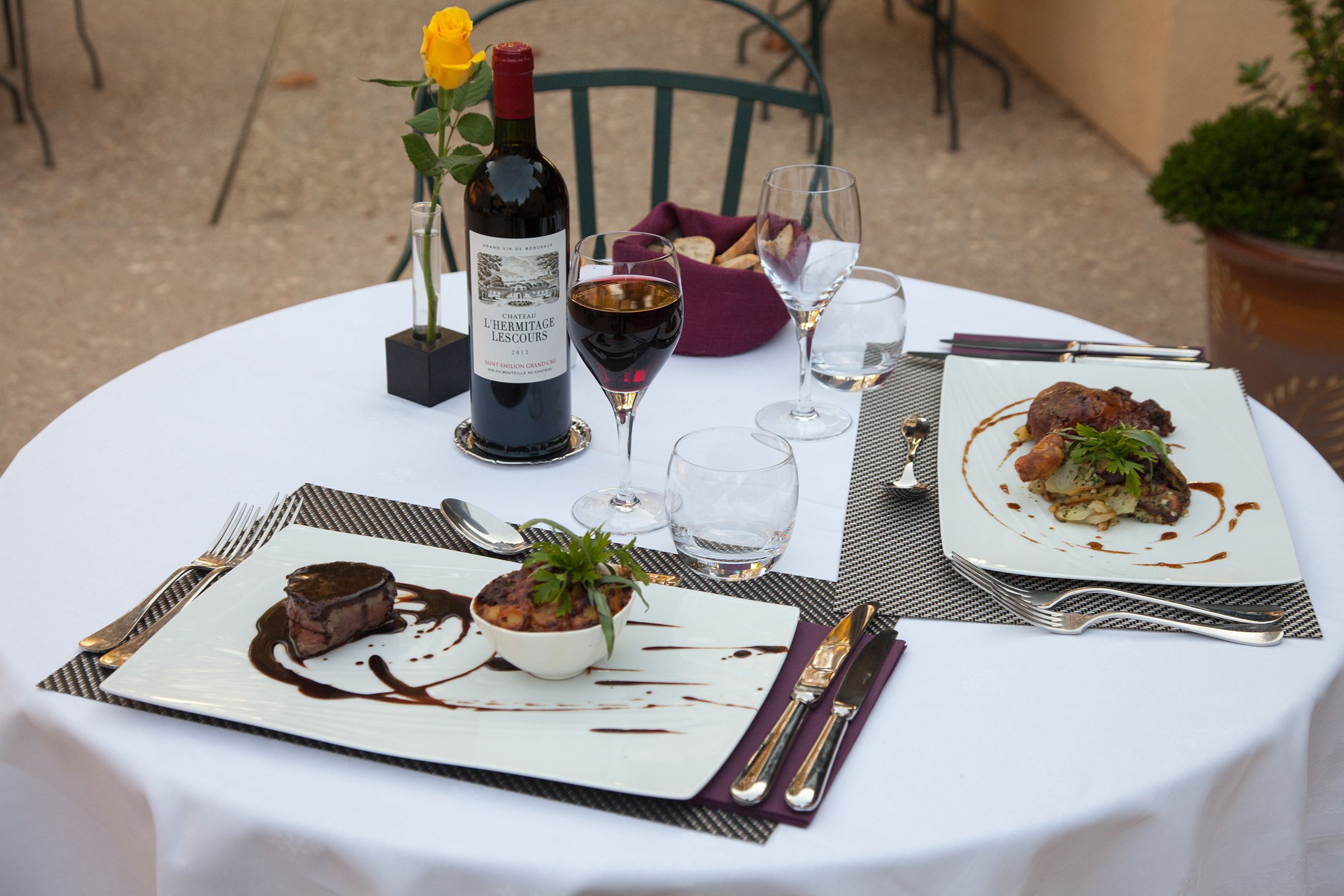dinner served, local cuisine, garden views