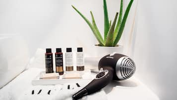 Shower, free toiletries, hair dryer, bathrobes