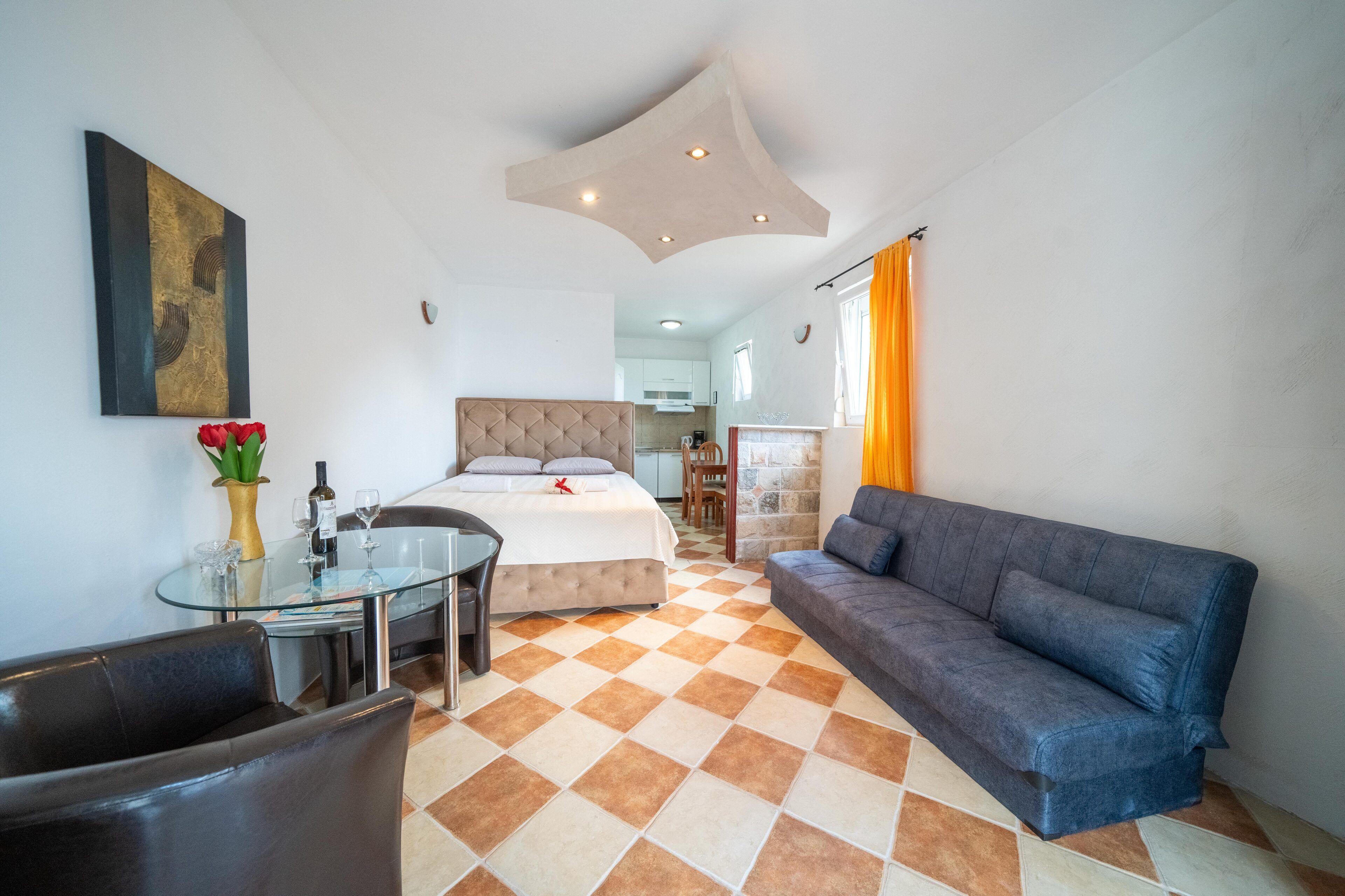 Panoramic Studio, Sea View | 1 bedroom, iron/ironing board, free WiFi, bed sheets