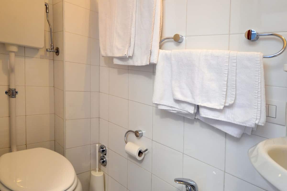 quadruple room | bathroom | shower, hair dryer, towels