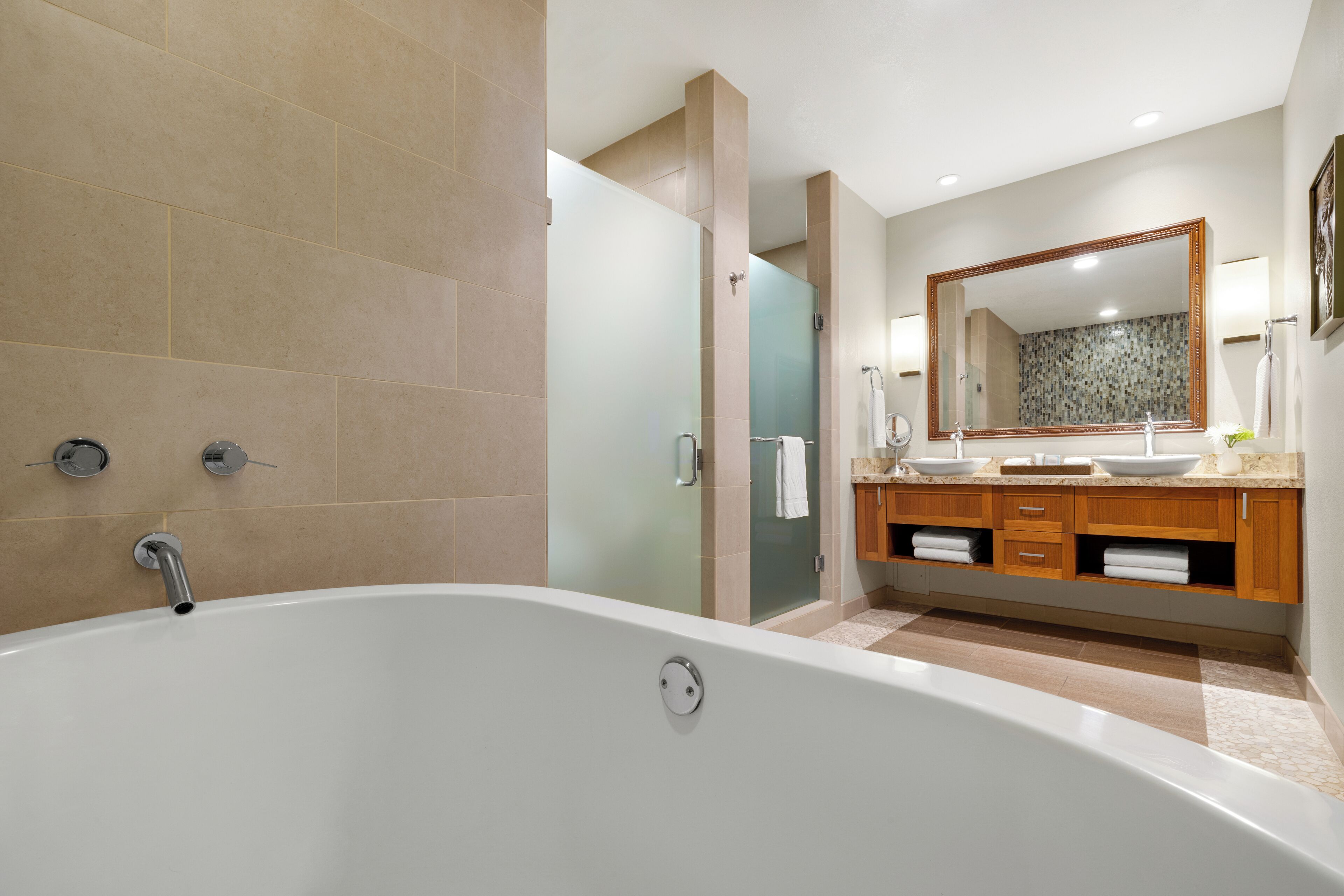 villa, 3 bedrooms, balcony, ocean view | bathroom | separate bathtub and shower, designer toiletries, towels