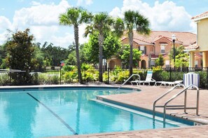 Outdoor pool, pool loungers