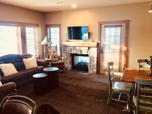 TV, fireplace, DVD player