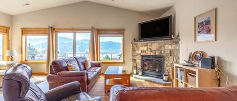 TV, lareira, DVD player