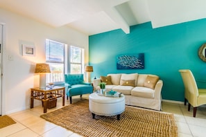 Two Bedroom Gulf View | Living room | Flat-screen TV - Ocean Reef by Luxury Gulf Rentals (Gulf Shores)
