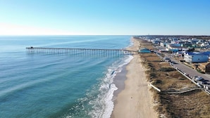 On the beach - 🌊Less Stress: Oceanfront Home with Private Pool + Elevator🌊 (Kure Beach)