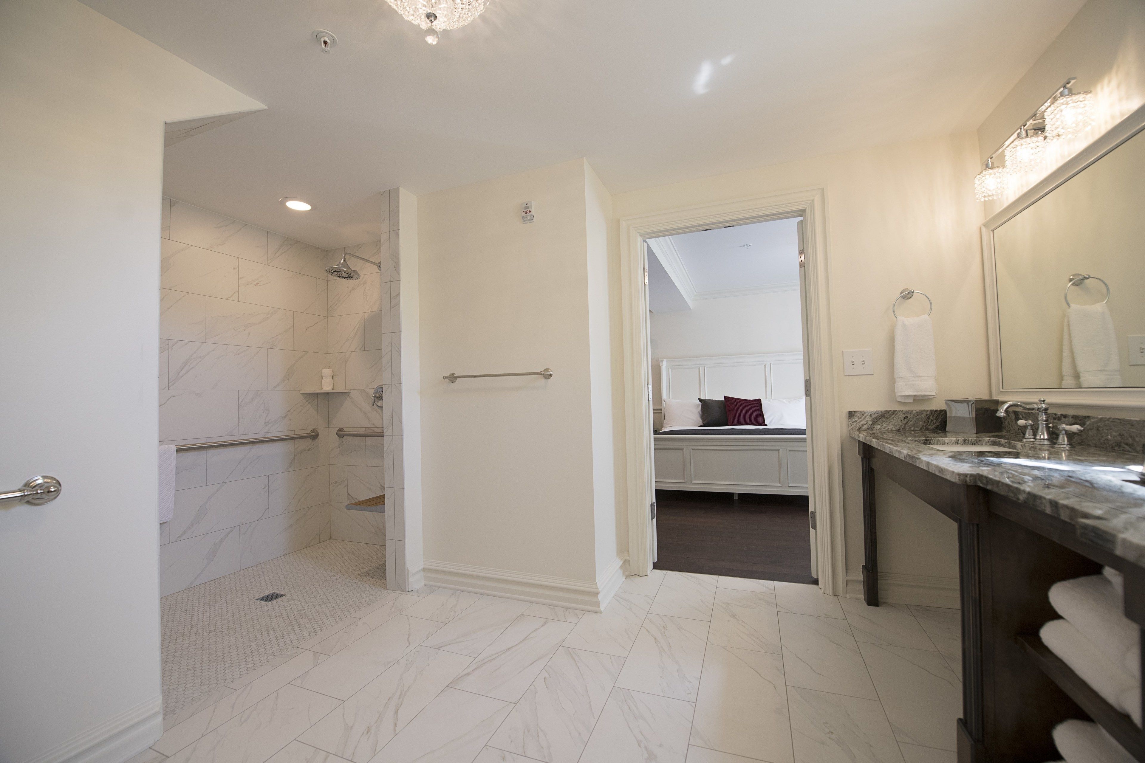 grand room, accessible, non smoking (private bathroom) | bathroom | designer toiletries, hair dryer, bathrobes, towels