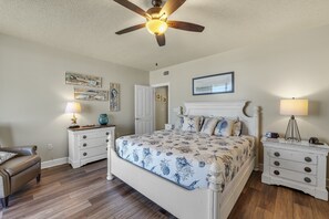 Master Bedroom with a King Size Bed has a Private Bath and Balcony