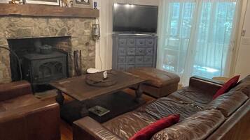 TV connectée, cheminée, console de jeux vidéo, Netflix