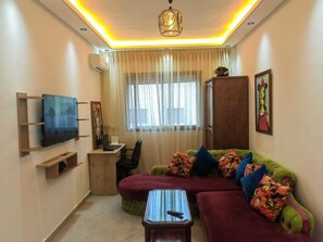 TV, DVD player, music library