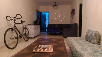 Televisie, een dvd-speler en een muziekbibliotheek