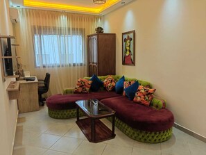 TV, DVD player, music library