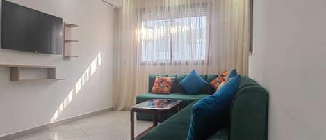 Televisión, reproductor de DVD y biblioteca musical